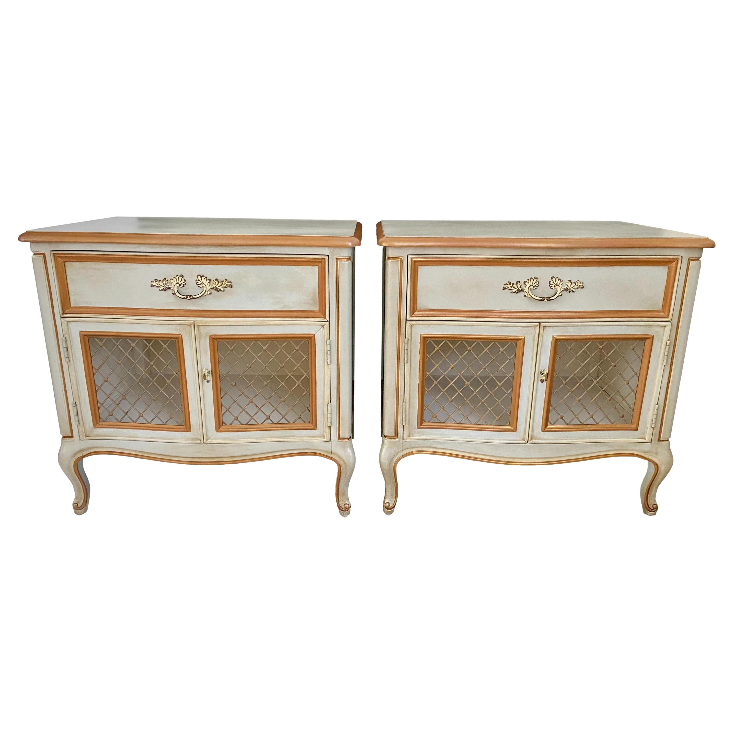 Vintage Henredon Louis XV Provincial Nightstands, a Refinished Pair