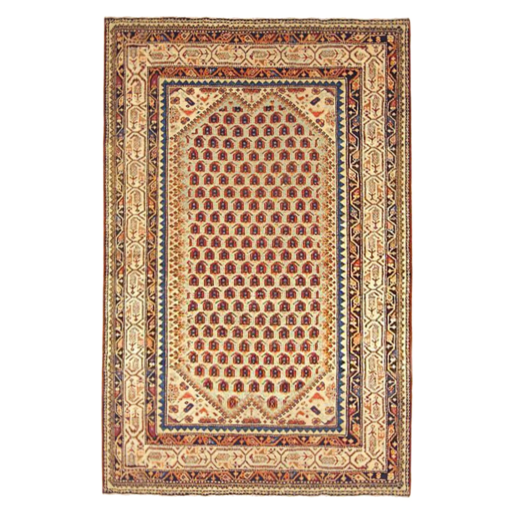 Antique Persian Malayer Oriental Rug, in Small Size, W/ Boteh Design For Sale