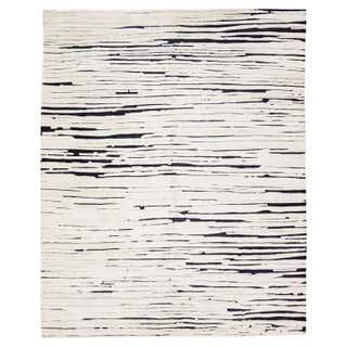 Large Black and Ivory Oversized Abstract Modern Casual Rug For Sale at ...