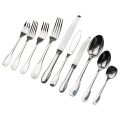 96-Piece Set of Silver Plated Flatware Made by Christofle Model Cluny
