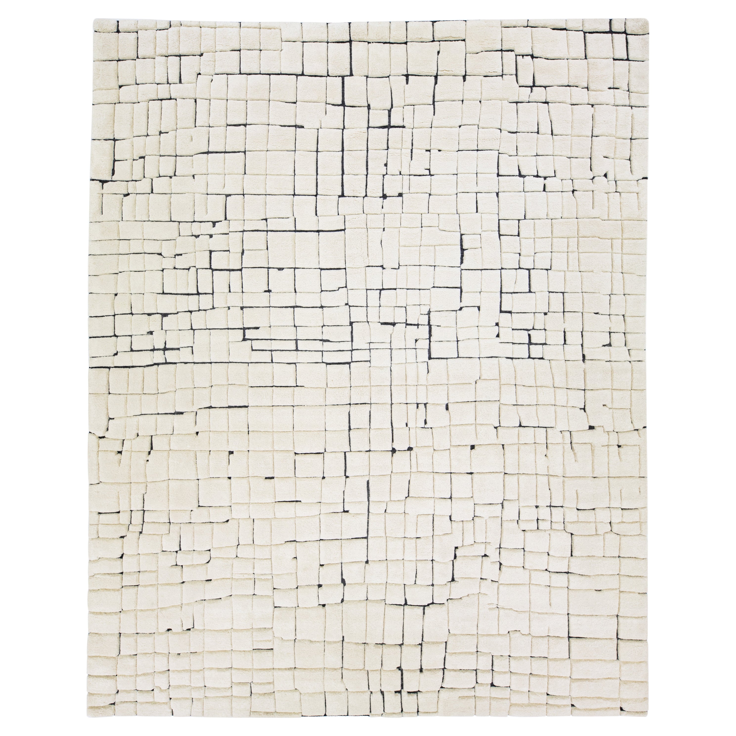 Charcoal Modern Moroccan Style Handmade Geometric Wool Rug by Apadana