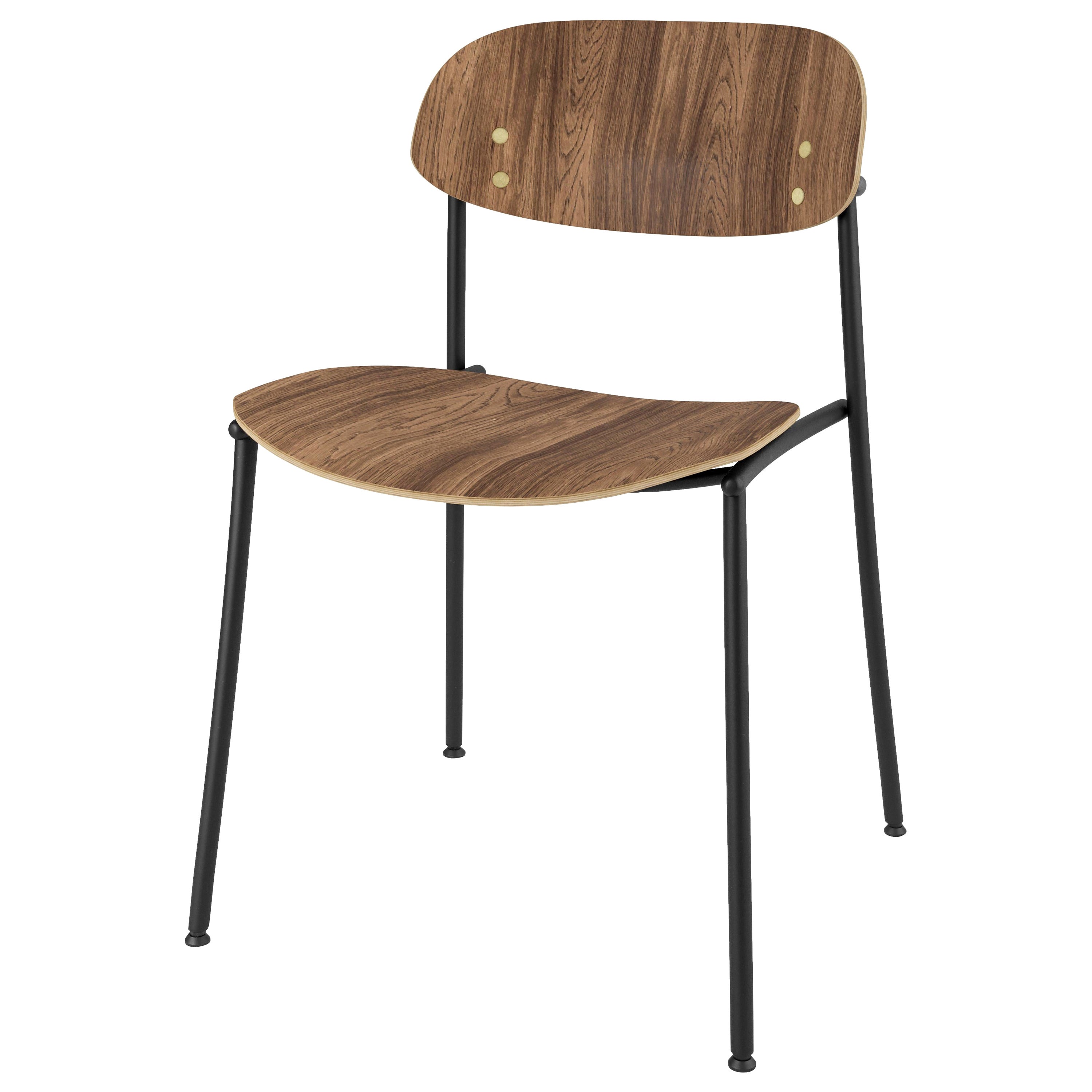 Walnut and Steel Dining Chair, Ori For Sale