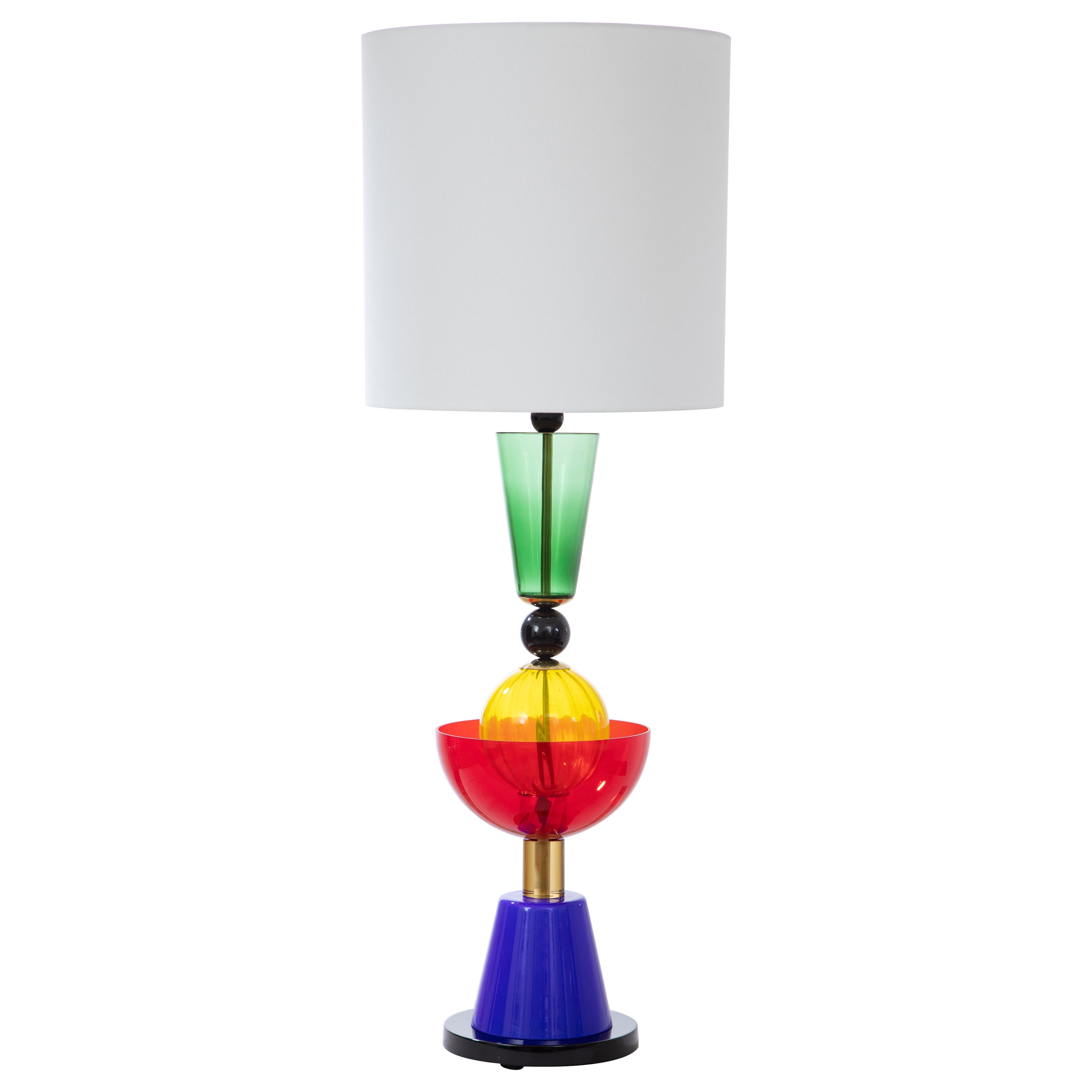 Studio Glass Memphis Style Table Lamp, Italy in Stock For Sale