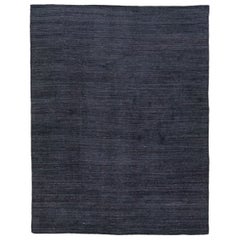 Tapis moderne en laine anthracite de style Gabbeh fait à la main avec motif massif