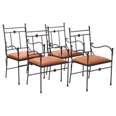 Set of Four Vintage Iron Chairs Giacometti Style
