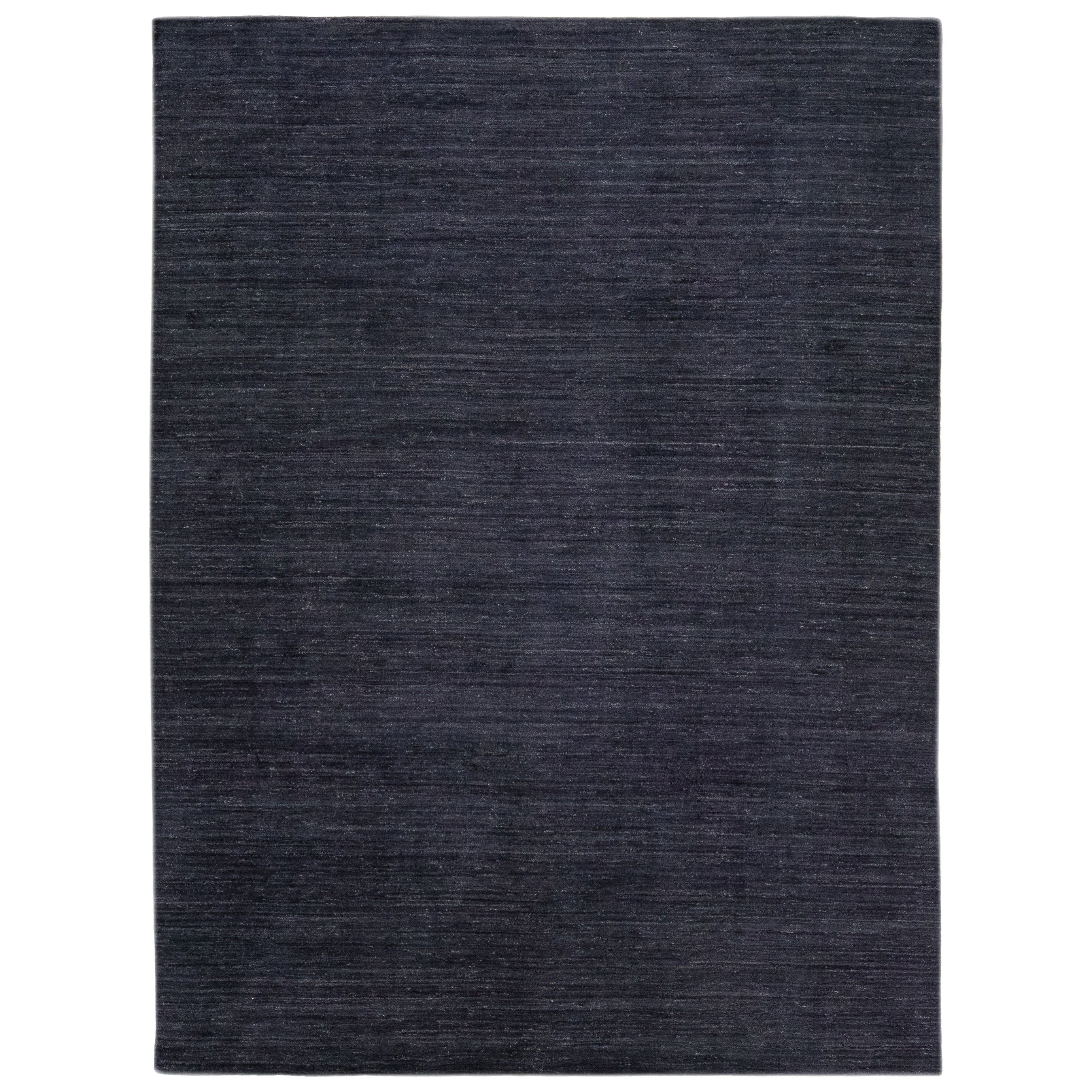 Modern Gabbeh Style Dark Gray Handmade Solid Wool Rug For Sale