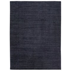 Modern Gabbeh Style Dark Gray Handmade Solid Wool Rug