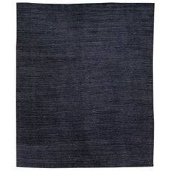 Tapis moderne en laine surdimensionné de style Gabbeh fait à la main à motif anthracite massif