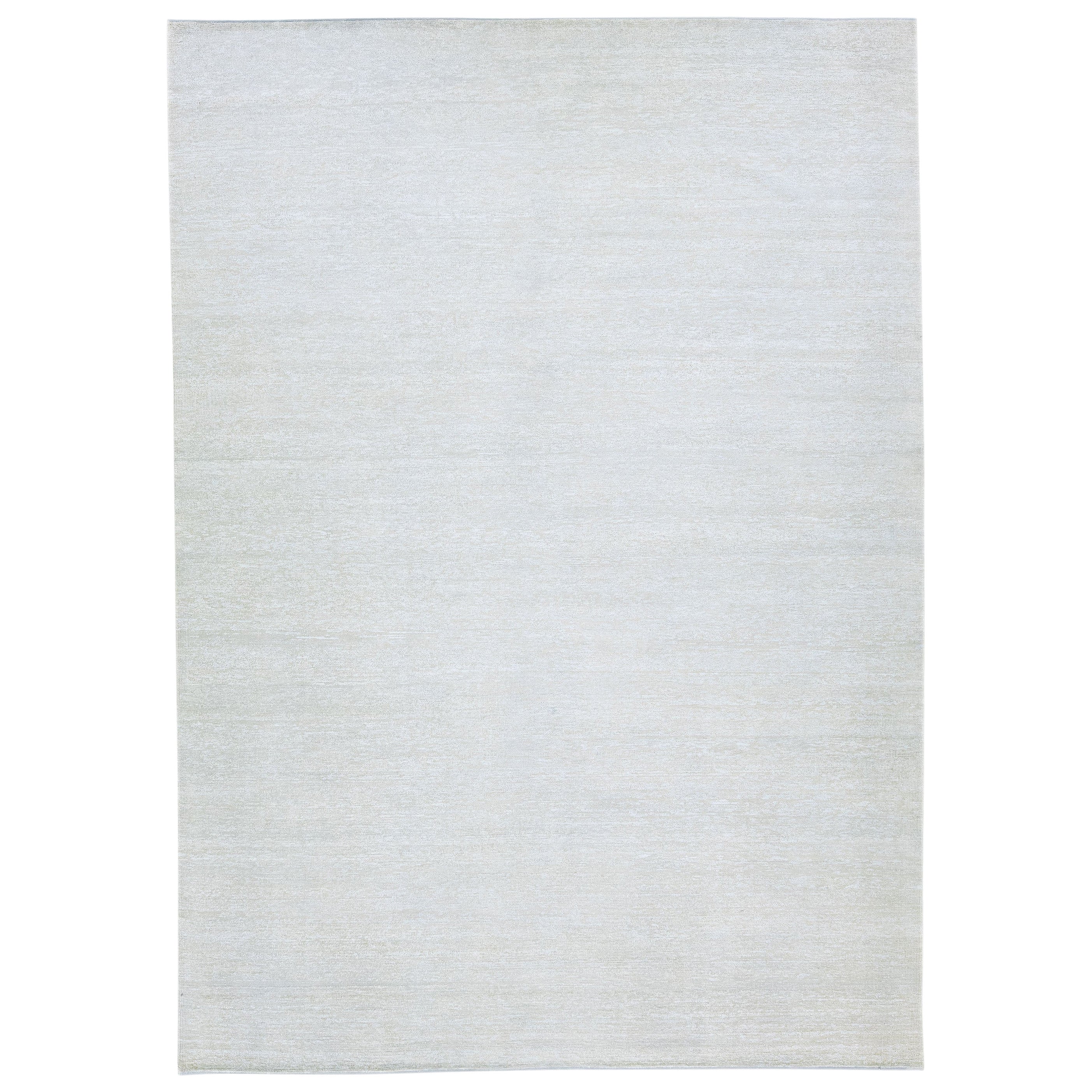 Modern Minimalist Style Handmade Room Size Beige Wool and Silk Rug For Sale at 1stDibs