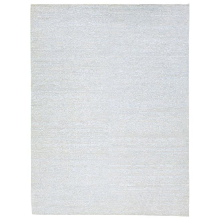 Modern Minimalist Style Ivory Handmade Wool Rug For Sale at 1stDibs