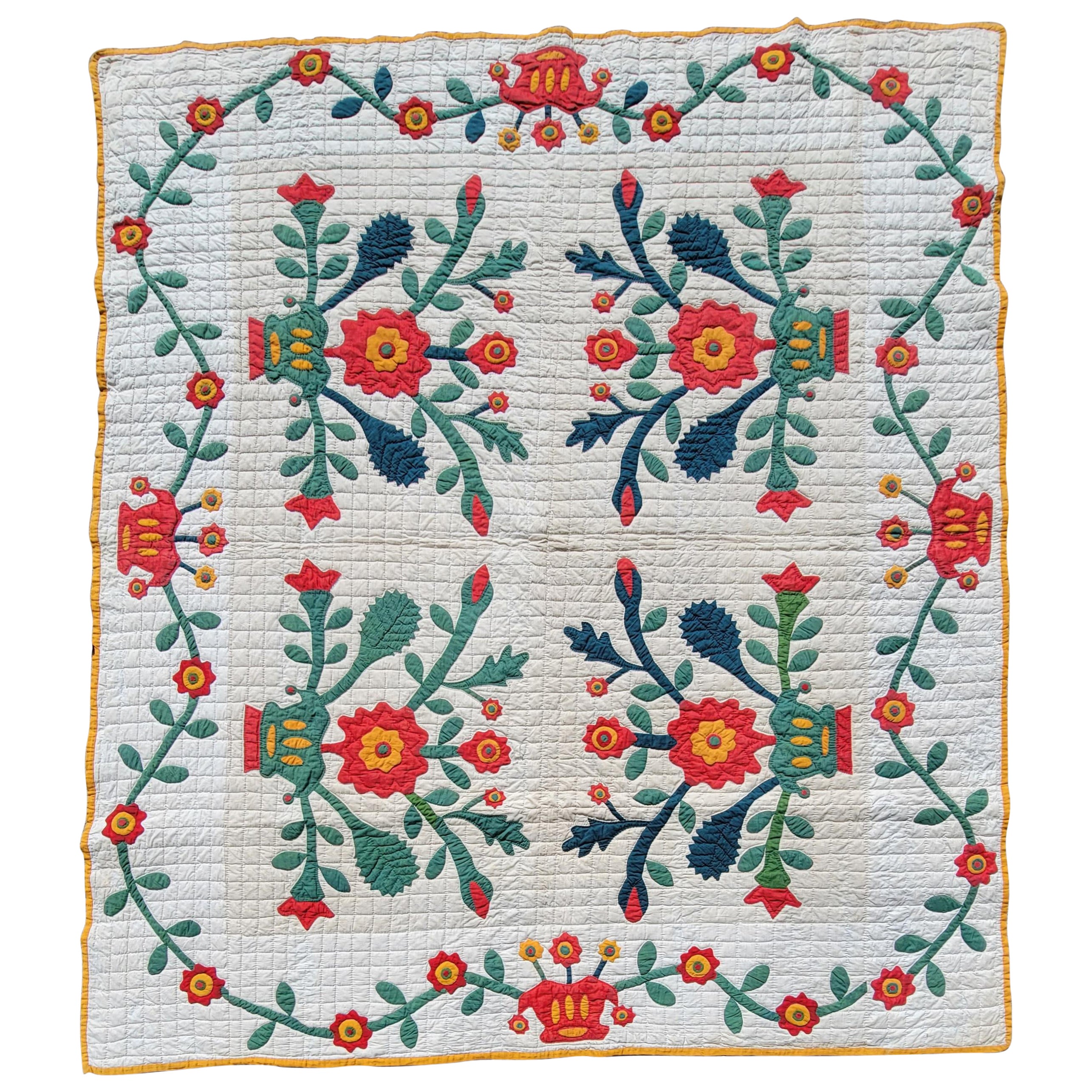 19th C Applique Quilt from Pennsylvania For Sale
