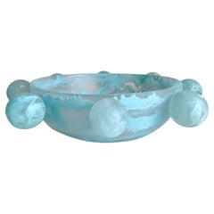 Bubble Bowl in Clear and Marbled Aqua Resin by Paola Valle