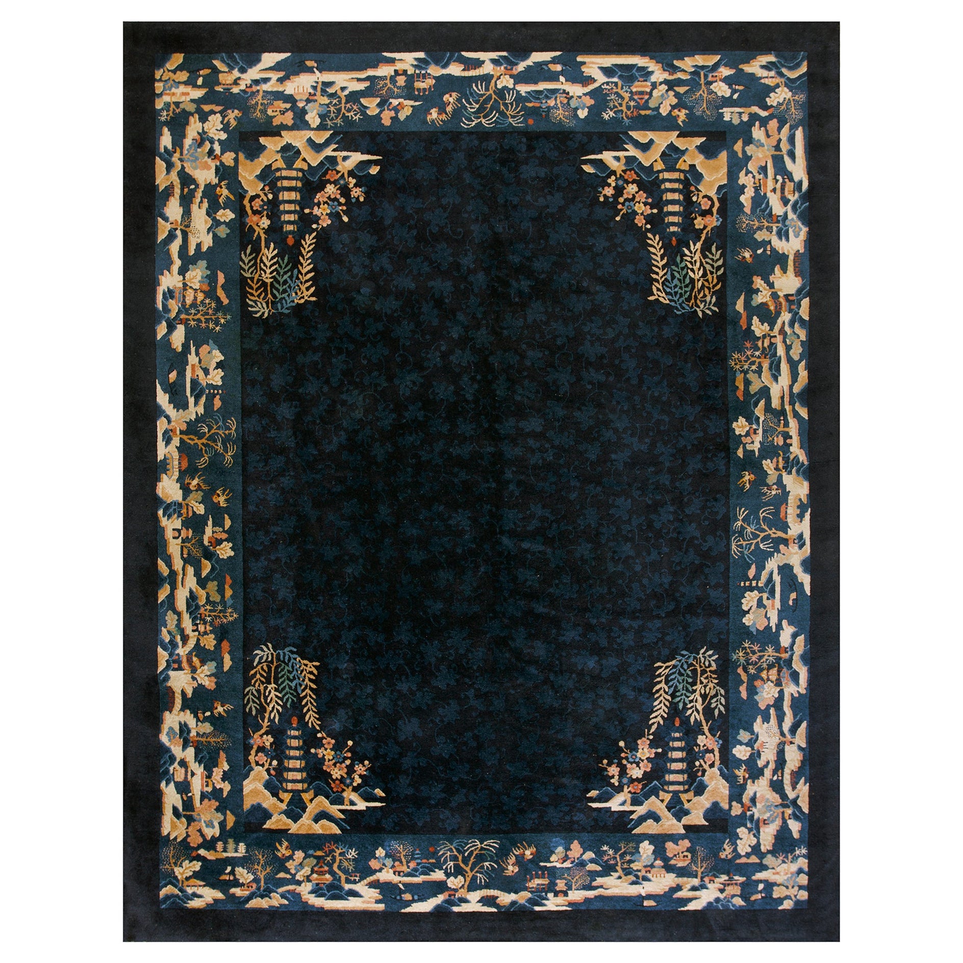 Antique Chinese Peking Rug 9' 2''x11' 9'' For Sale