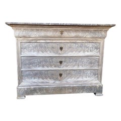 19th Century Bleached Mahogany Louis Philippe Commode with Grey Top