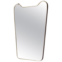 Vintage Brass Shaped Wall Mirror, Italy, 1950's