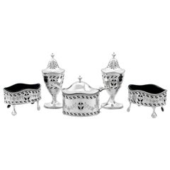 Vintage Adam's Style Sterling Silver Condiment Set