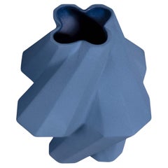 Fortress Pillar Vase Blue Ceramic Geometric Contemporary Lara Bohinc, in Stock