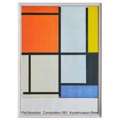 Vintage Piet Mondrian Kunstmuseum Basel Exhibition Poster, Switzerland, 1986