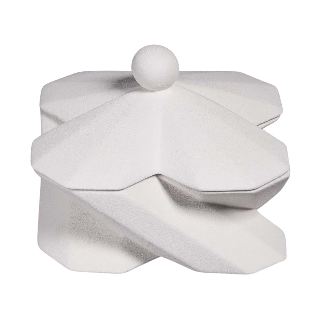Lara Bohinc Fortress Treasury Box White Ceramic Geometric Contemporary, in Stock For Sale