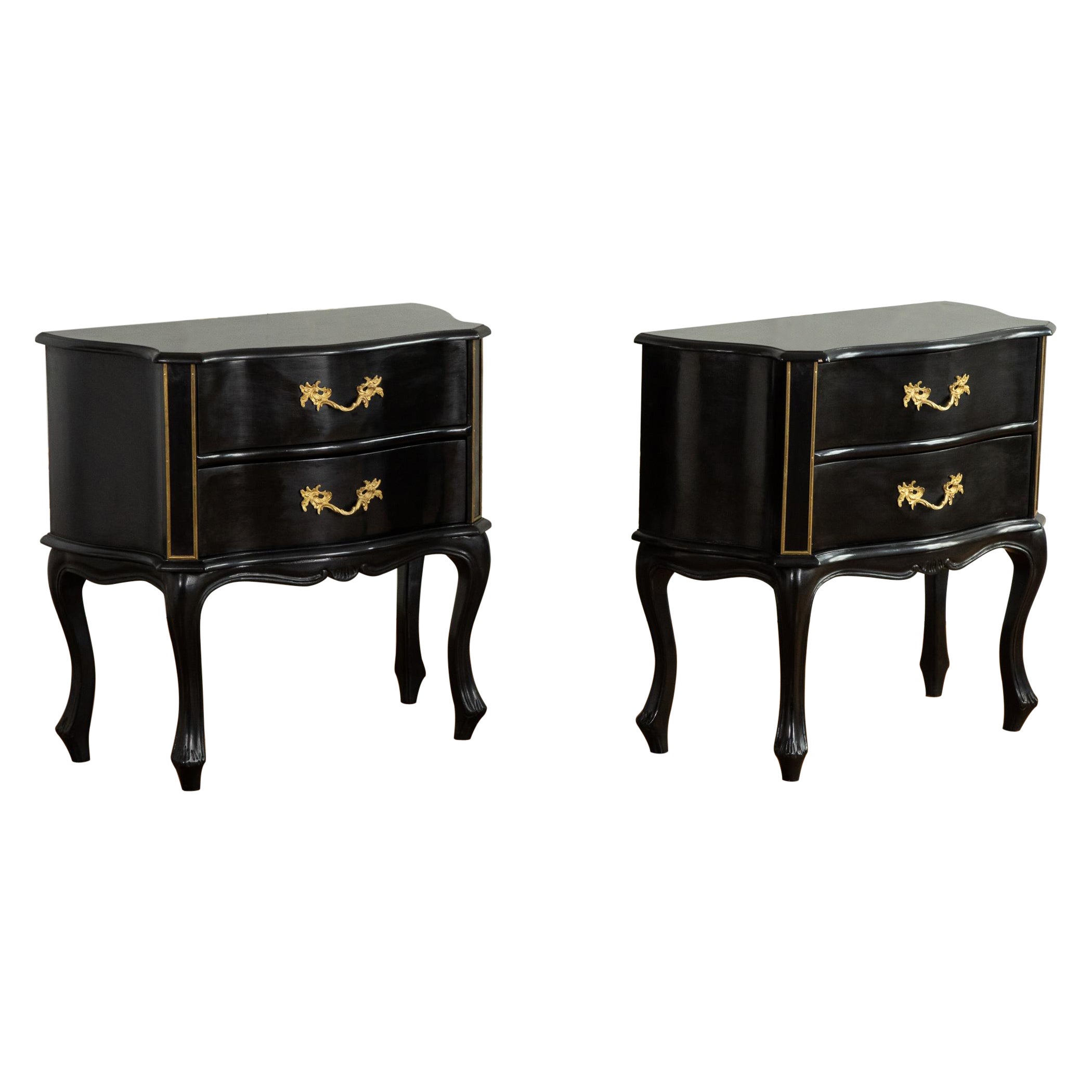 Louis XV Style Black Lacquer Chest of Drawers