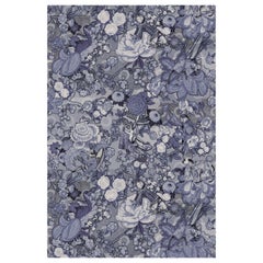 Moooi Small Rendezvous Tokyo Blue Ming Blue Rectangle Rug in Wool