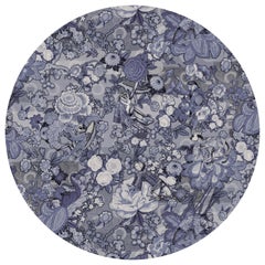 Moooi Small Rendezvous Tokyo Blue Ming Blue Round Rug in Low Pile Polyamide