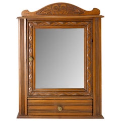 Vintage French Art Deco Little Poplar Armoire with Mirror or Wall Cabinet, circa 1930