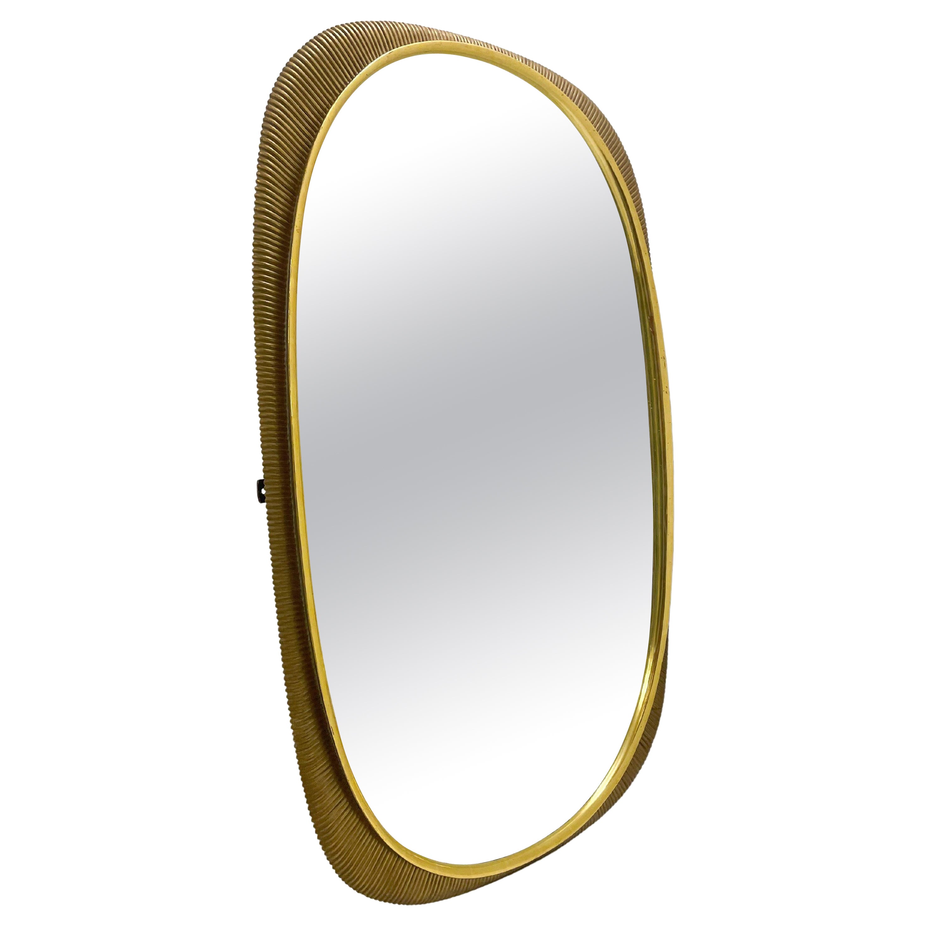 Osvaldo Borsani Large Italian Curved Gilded Wood Mirror 1954 at 1stDibs