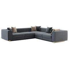 Channel Tufted Sectional Sofa Offered In Custom Velvet Colors