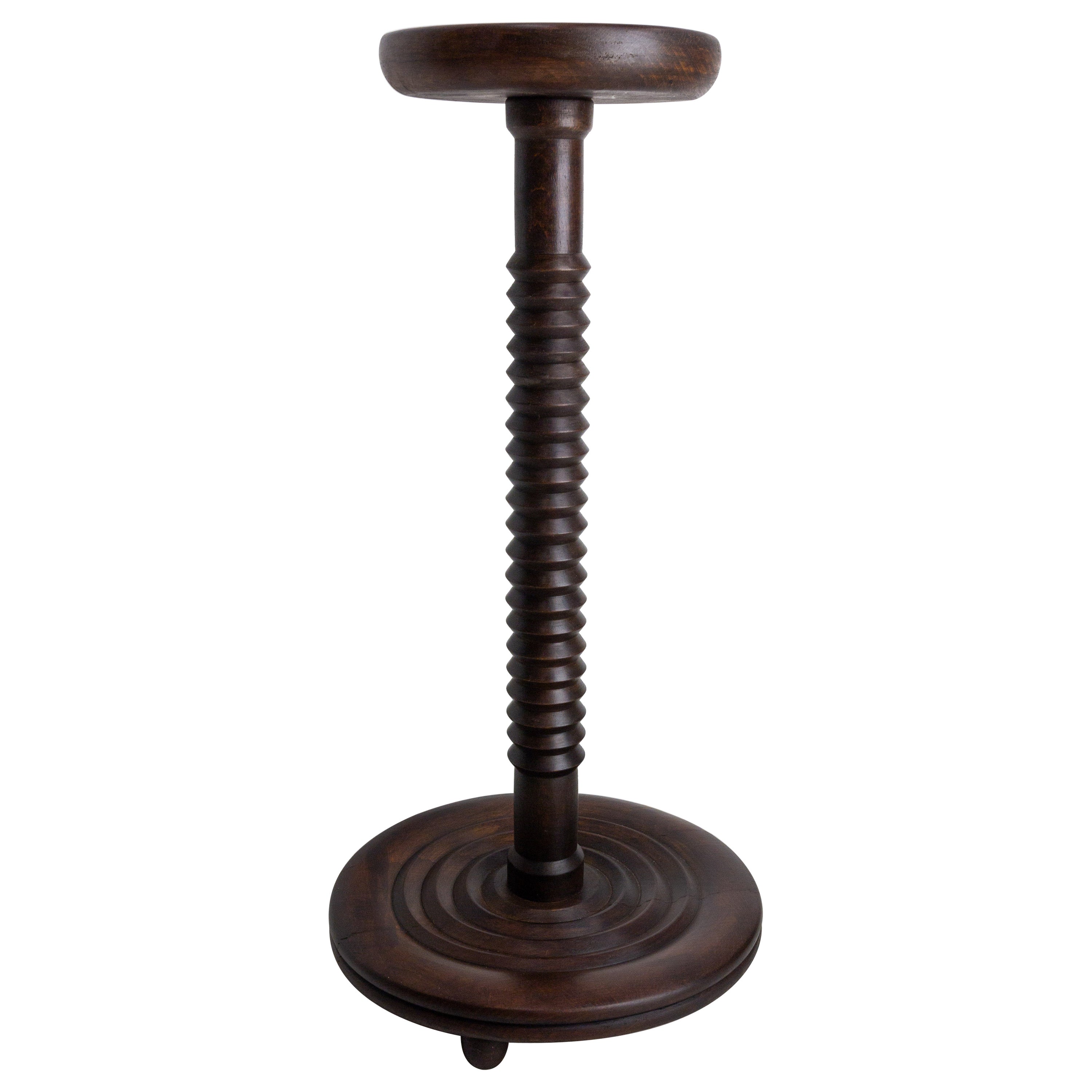 French Mid-Century Pedestal or Plant Holder Walnut Dudouyt Style, circa 1960