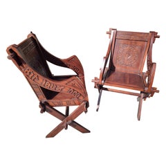 Pair of Mahogany Highly Carved Glastonbury Chairs