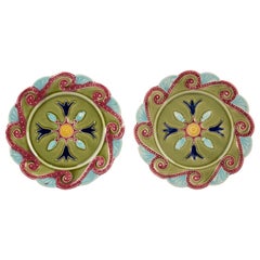 Set of 2 19th Century Majolica Decorative Plates