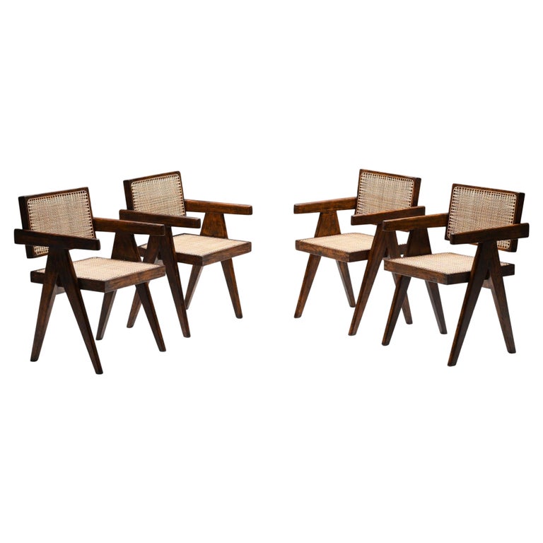 Office Cane Chairs by Pierre Jeanneret, Pjsi28a, Chandigarh, 1955