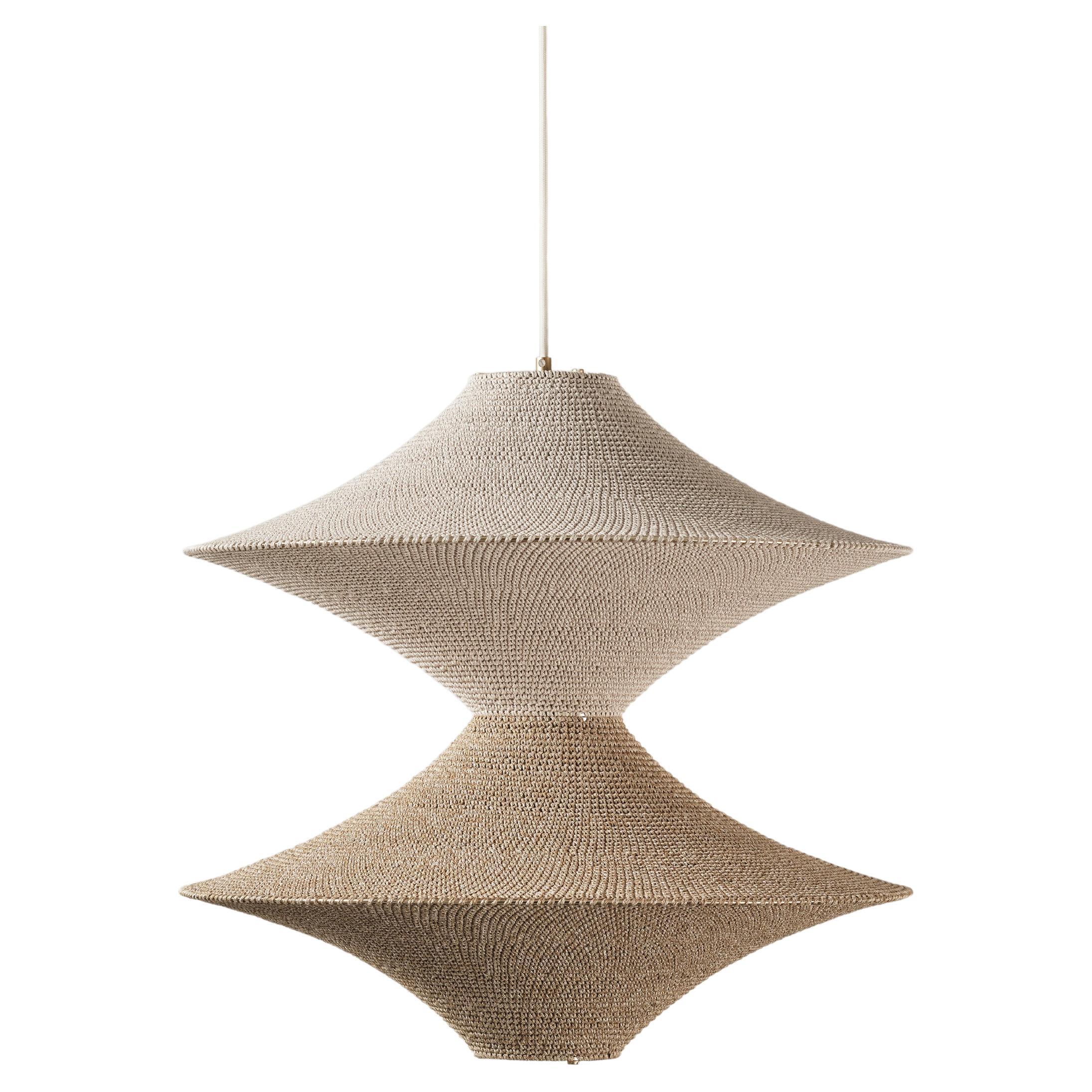 SOLITAIRE 02 Pendant Light Ø50cm/19.7in, Hand Crocheted in Egyptian Cotton For Sale