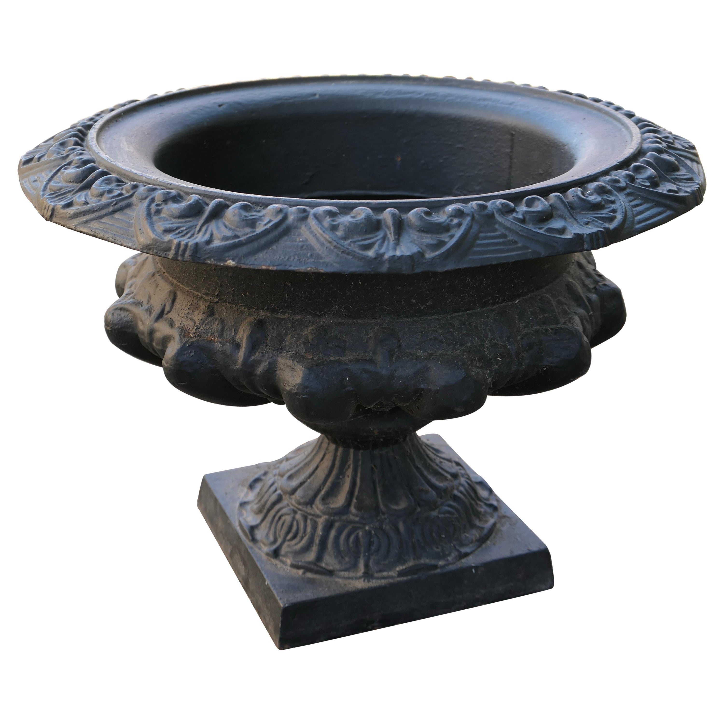 Wide Cast Iron Urn, Garden Planter For Sale