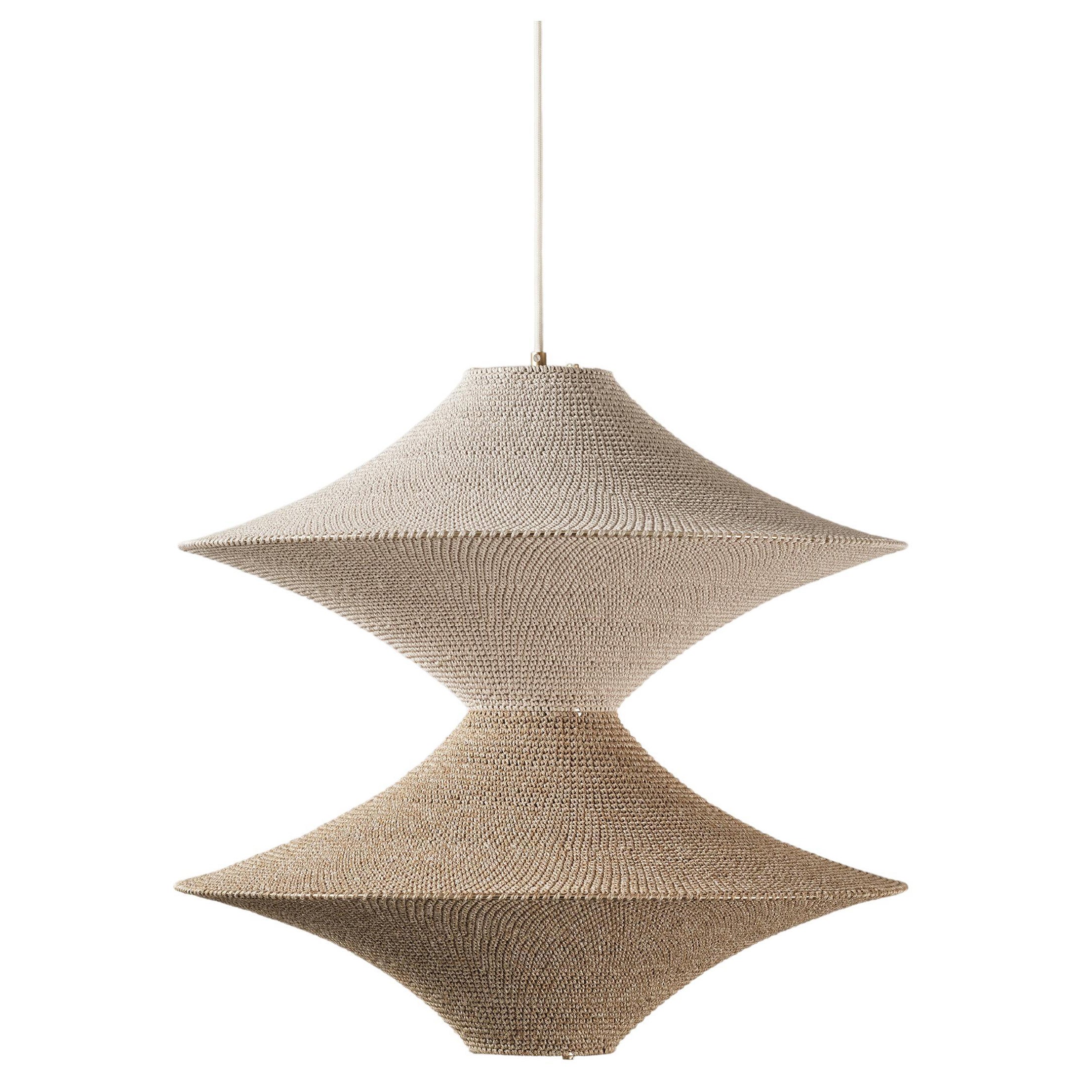 SOLITAIRE 02 Pendant Light Ø100cm/39.4in, Hand Crocheted in Egyptian Cotton For Sale