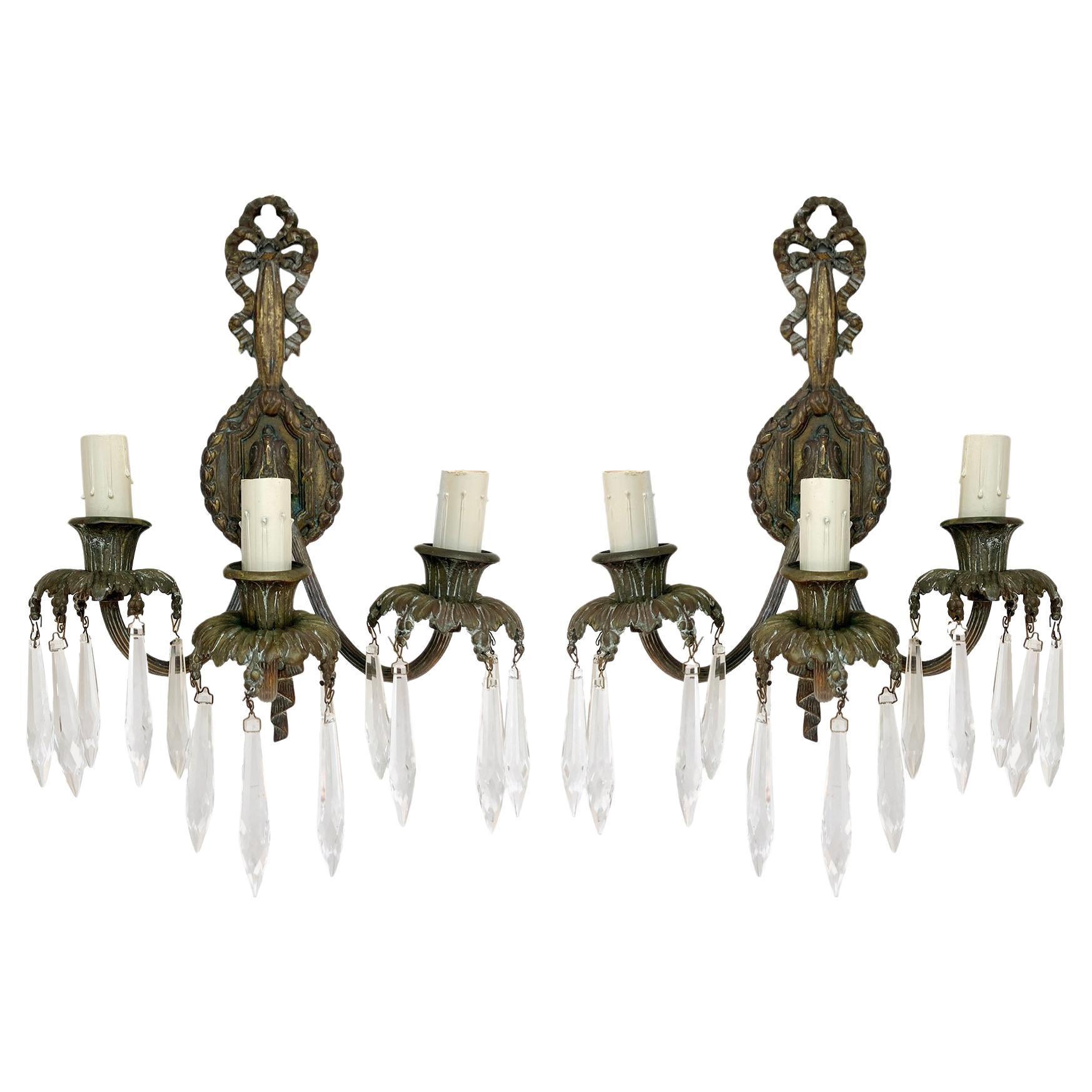 Coppia di candelabri in bronzo francese
