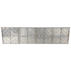Four Piece Diamond Pattern Mirrored Floating Credenza