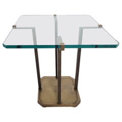 Table d'appoint Peter Ghyczy T18 en verre et laiton