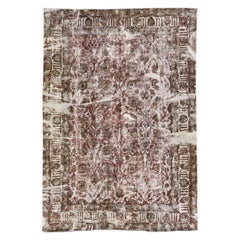 Brown Vintage Persian Overdyed Handmade Allover Wool Rug