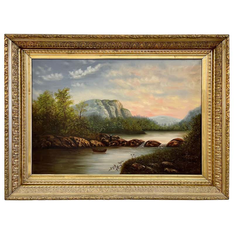 Hudson River School Painting Oil on Canvas, 20th Century For Sale at ...