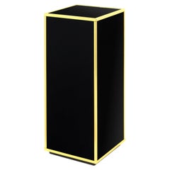 Saporiti Pedestal in Black Lucite with Brass Trim 1970s