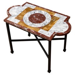 Iron Base with Handcarved Marble Cover Side Table