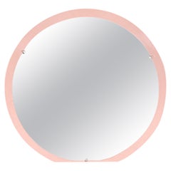 1980s Round Pink and Brass Dresser or Wall Mirror