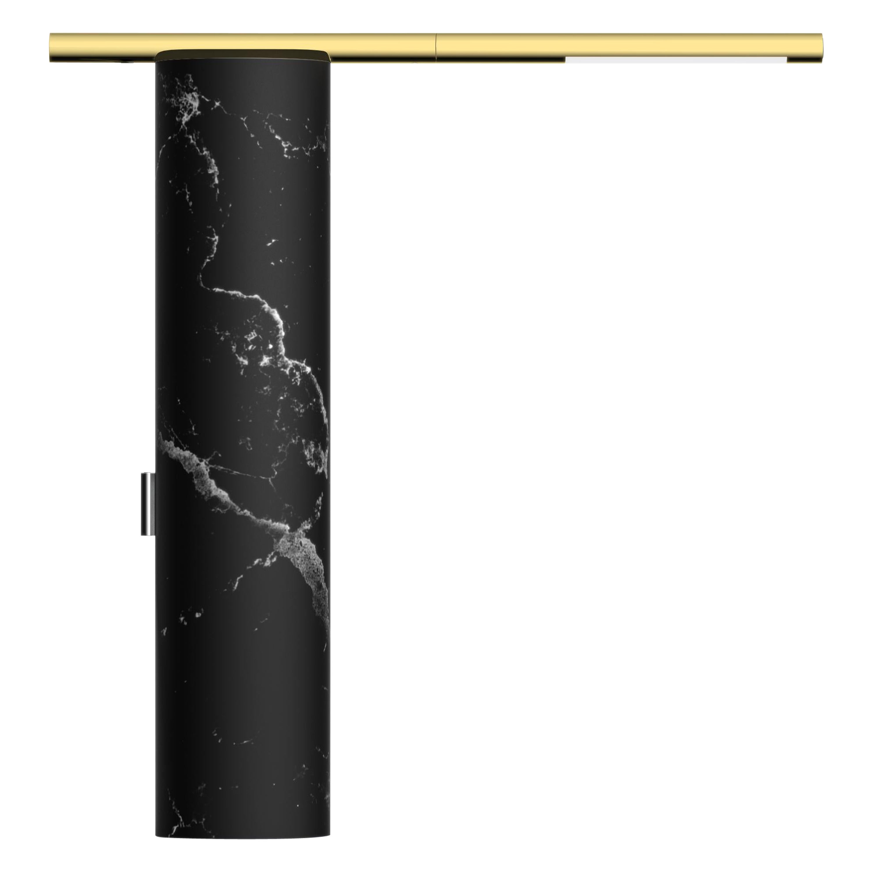 T.O Table Lamp Black Marble and Brass For Sale