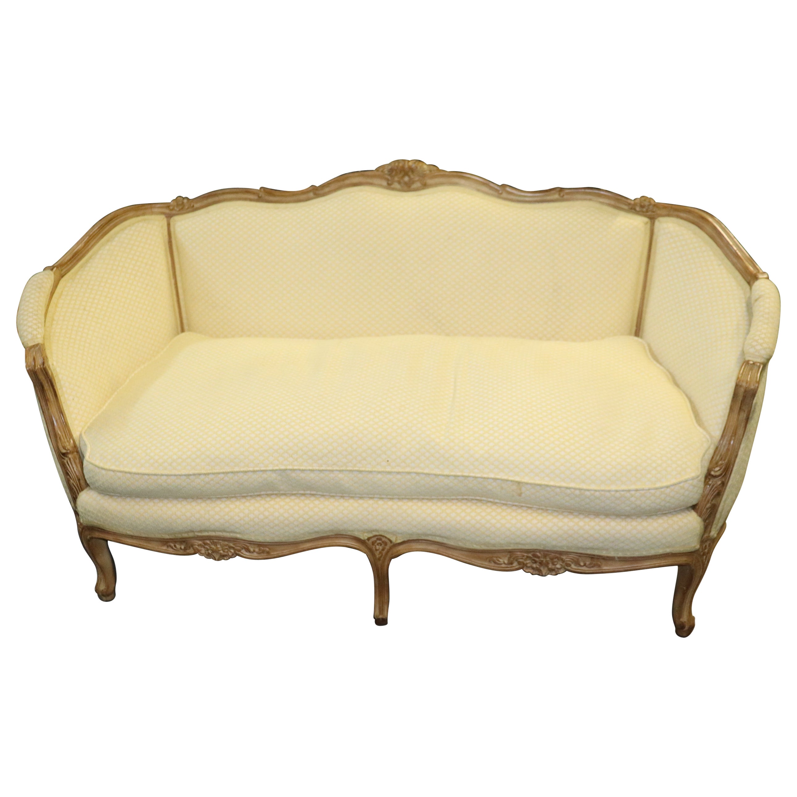 Carved Walnut French Louis XV Settee Canape circa 1940s