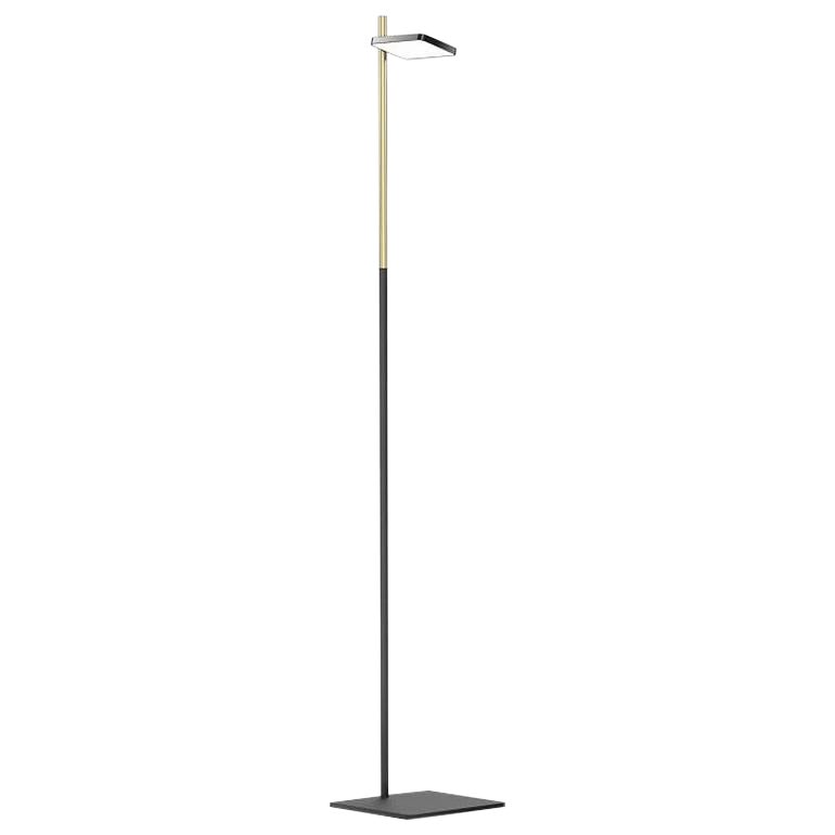 Talia Floor Lamp in Black Matt/Gloss and Brass Finish by Pablo Designs For Sale