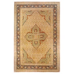 Antique Persian Tabriz Hadji Jalili Carpet in Room Size with Central Medallion