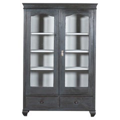 19thC French Ebonised Glazed Display Cabinet