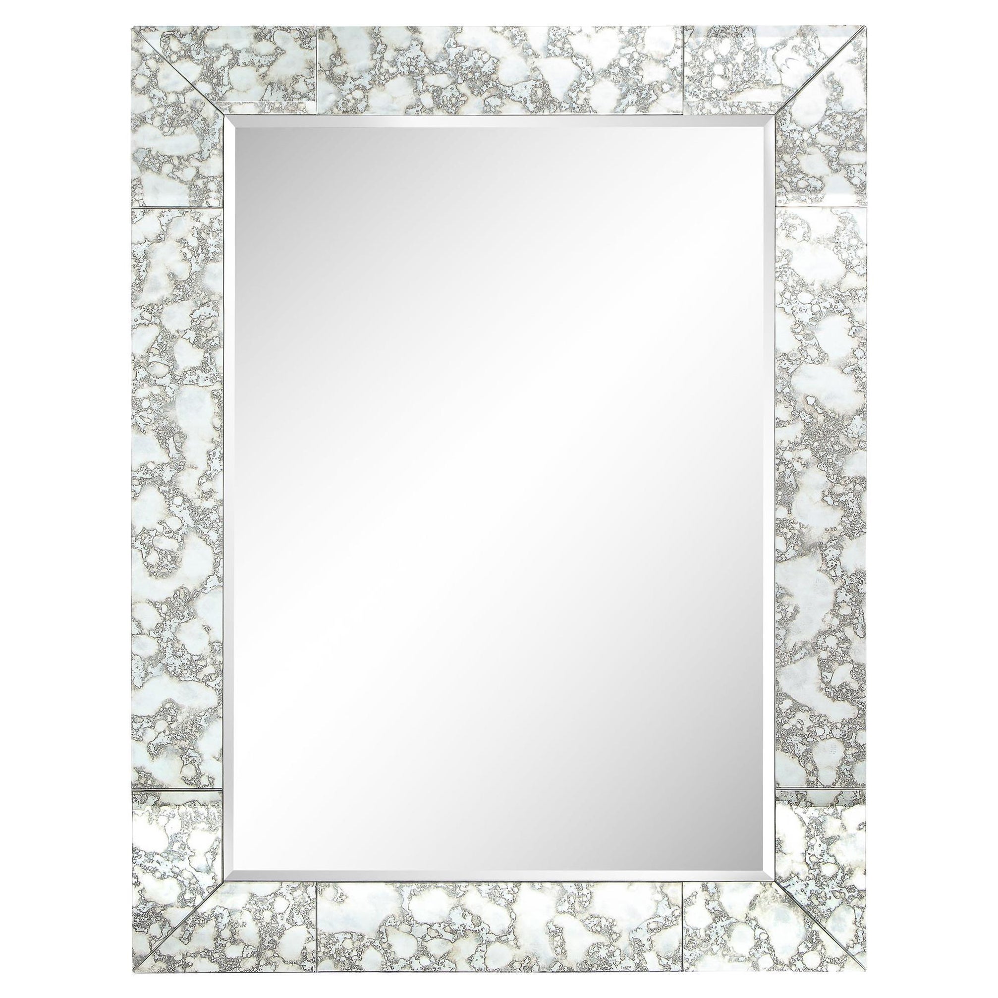 Custom Tessellated Rectilinear Mirror with Beveled & Smoked Antique Mirror Edges